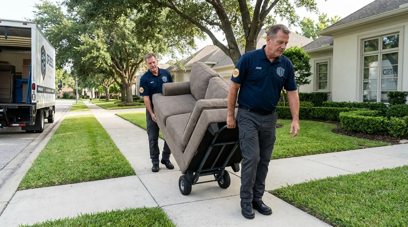 Local residential moving crew loading furniture in Norwell, MA